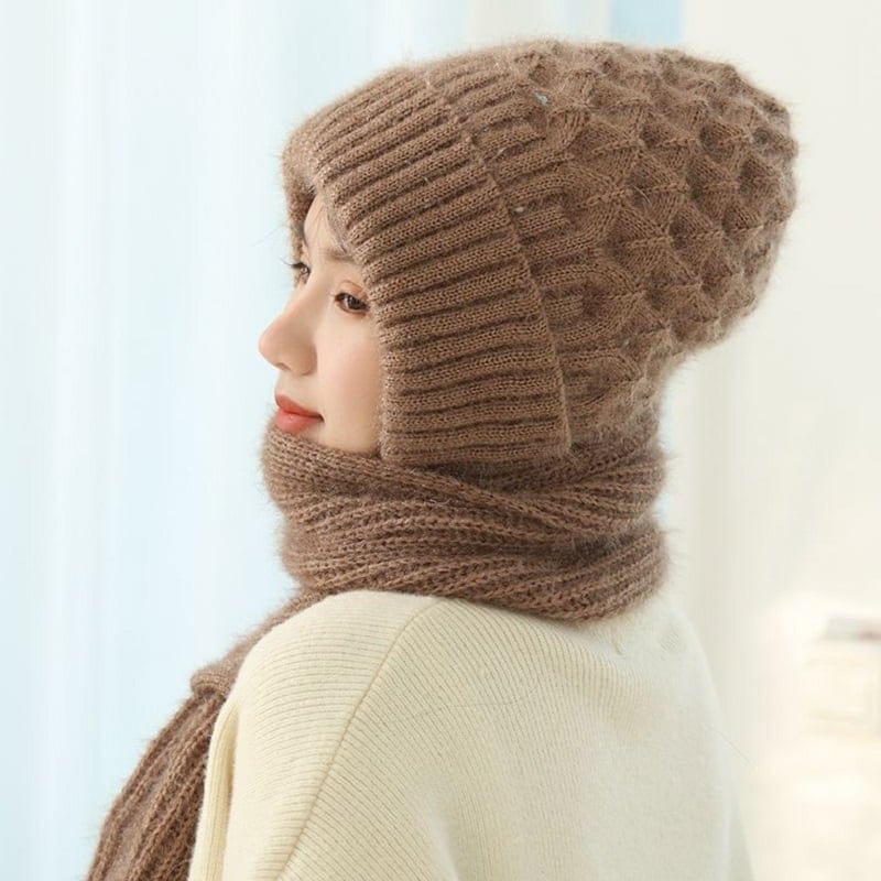 Winter Hot Sale  60% OFF  Integrated Ear Protection Windproof Cap Scarf