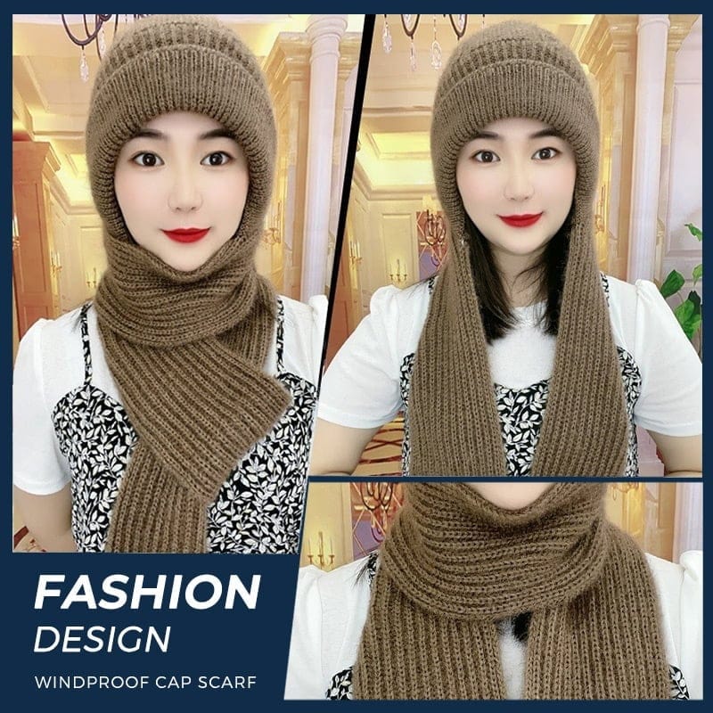 Winter Hot Sale  60% OFF  Integrated Ear Protection Windproof Cap Scarf