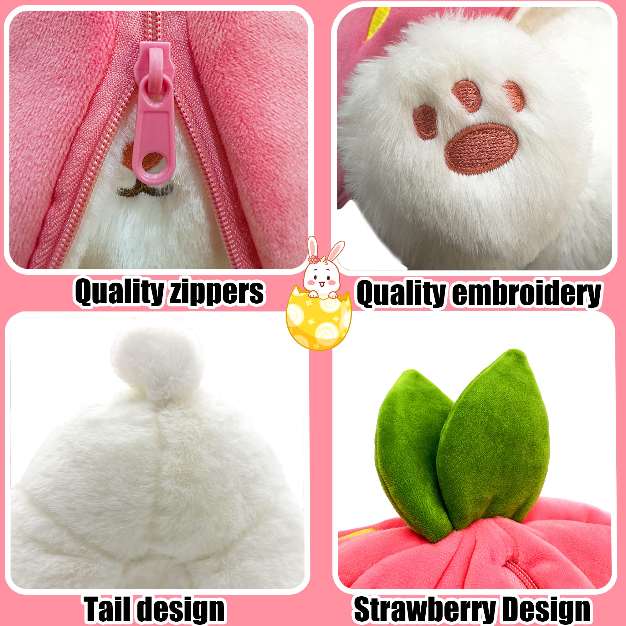 Strawberry Bunny Transformed into Little Rabbit Fruit Doll Plush Toy